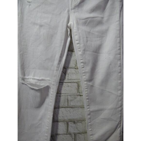 $168 Anthropologie Edwin Bree Destructed Jeans in Optic White 25 NEW - Picture 7 of 12